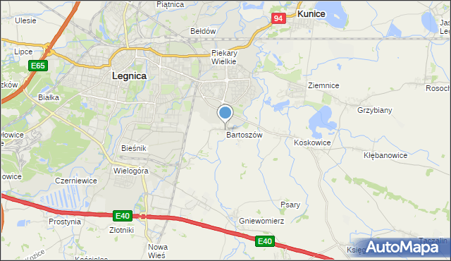 mapa Bartoszów, Bartoszów gmina Legnickie Pole na mapie Targeo